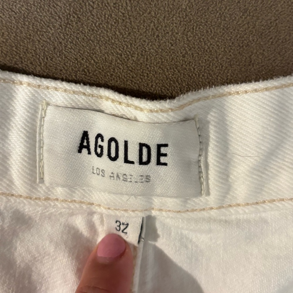 Agolde White Distressed Denim Jean Shorts - Picture 2 of 8